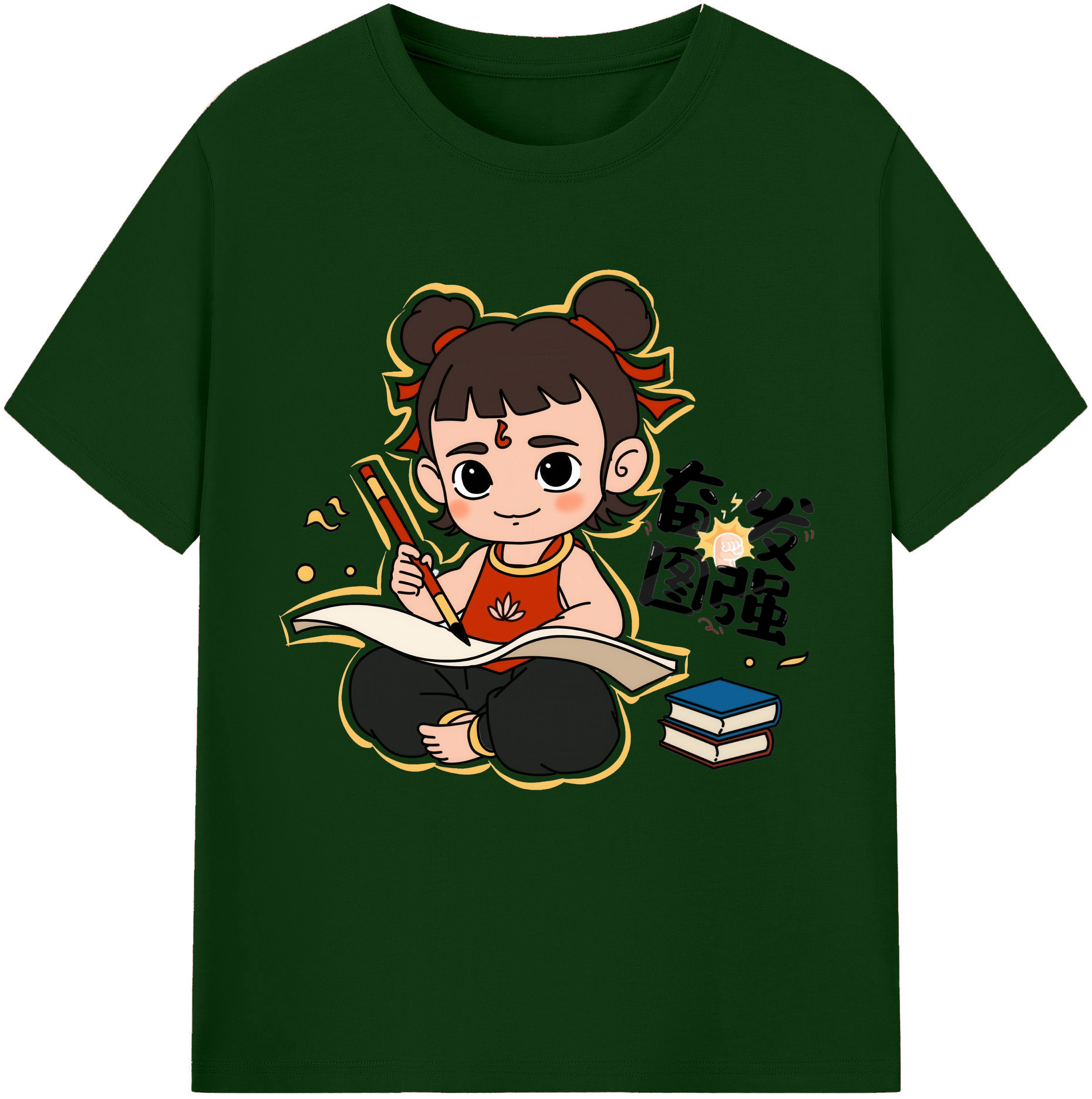 （画像用） Ne Zha 2 ナタ 魔童の大暴れ 綿100％半袖Tシャツ（フロントプリント）